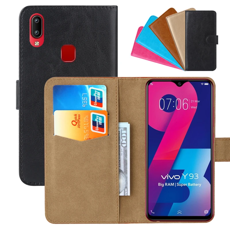 Luxury Wallet Case For Vivo Y93 (Thailand) PU Leather Retro Flip Cover Magnetic Fashion Cases Strap