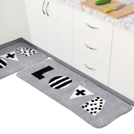 Kitchen Mats Thick Mats Absorbent Toilet Mats Home Cute With Letters Plush Mats