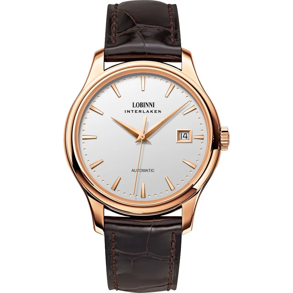 LOBINNI Men Business Waterproof Fashion Simple Style Dress Automatic Self-wind Mechanical Wrist Watch