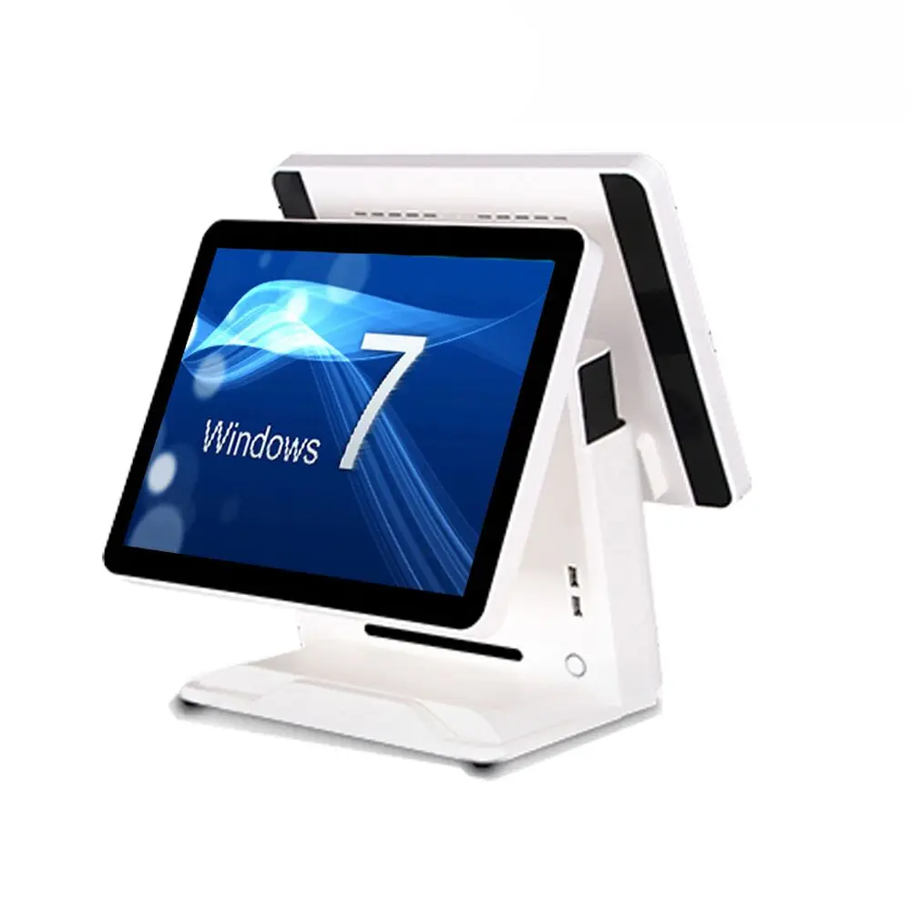 15 Inch Dual Screen All in One PC Touch Monitor POS System Wholeset for Restaurant Cash Register