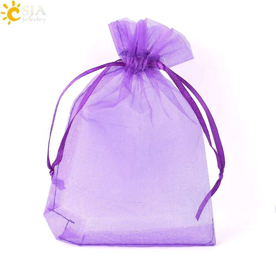 CSJA Drawable Pouches Silk Pouches Organza Bags Wedding Party Decoration Jewelry Packaging Red Multicolor 10pcs/lot F635