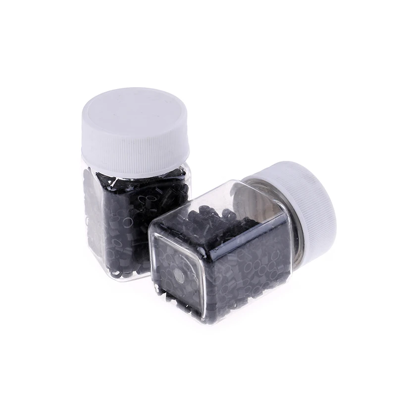 500pcs 4.0*3.0*3.0mm Black Aluminium Hole Silicone Lined Micro Beads Hair Extension Tubes Microrings Tube Beads