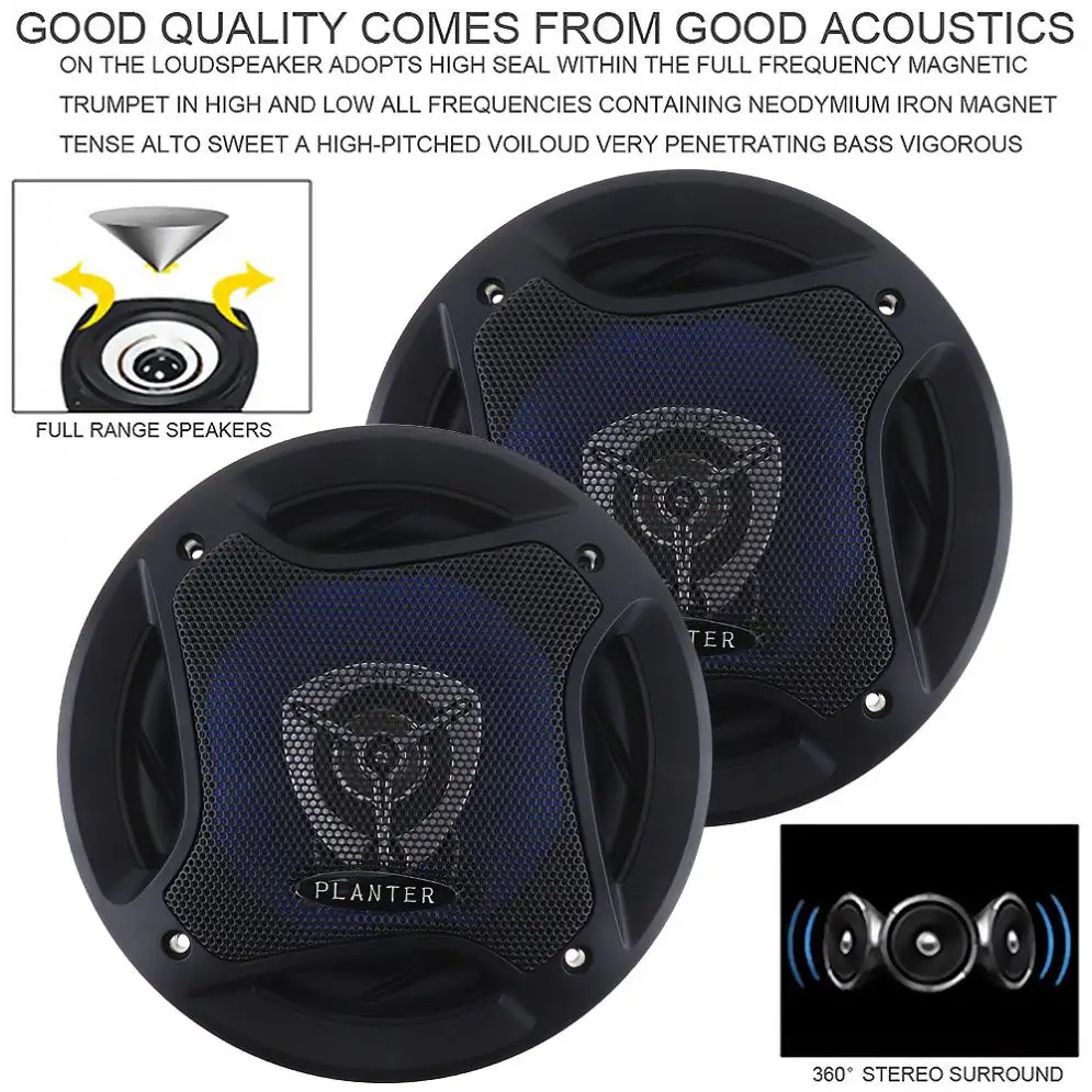 2pcs 6.5 Inch 12V 500W Car HiFi Coaxial Speaker Vehicle Door Auto Audio Music Stereo Full Range Frequency Speakers for Cars