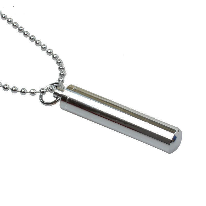 316L Stainless Steel Openable Memorial Cremation Hip hop Pendant Cylinder Tube Ash Urn Necklaces Pill Holder Necklace Jewelry