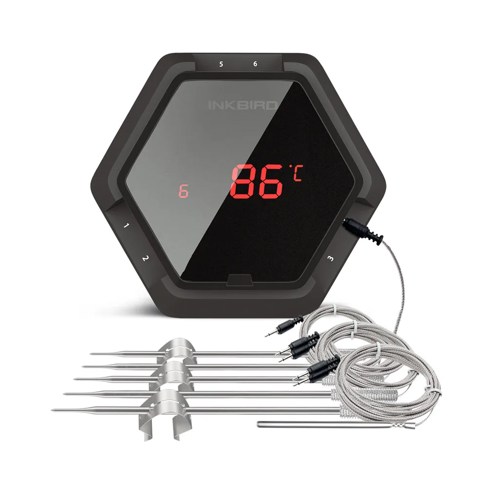 INKBIRD-termómetro IBT 2X 4XS 6XS, 3 tipos de cocción de alimentos, Bluetooth, inalámbrico, BBQ, sondas y temporizador para horno, parrilla de