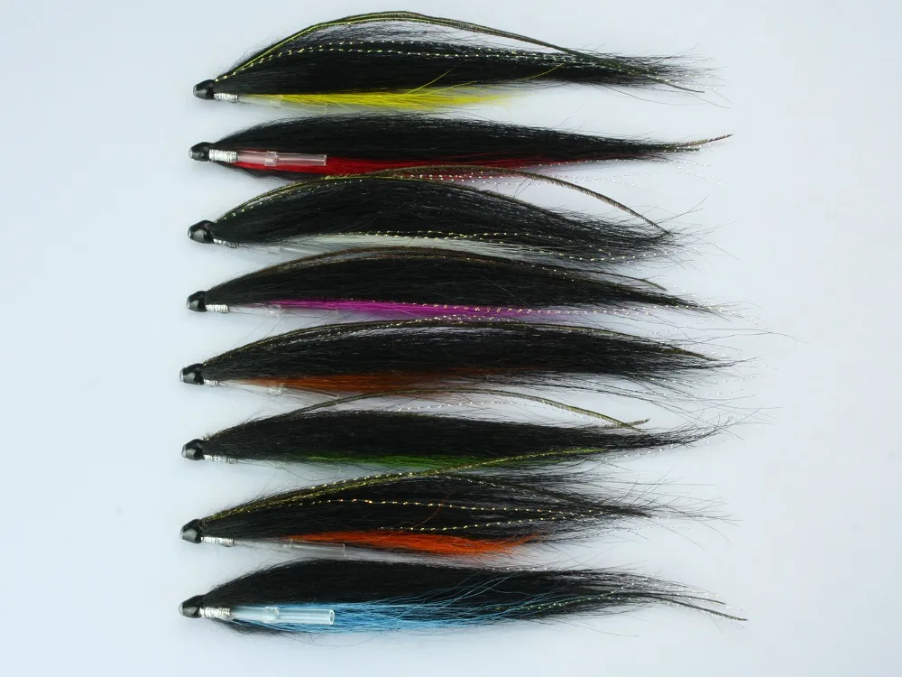 Tube Fly Skinny Sunray Shadow Salmon Flies Total lenght 12cm, tied on 25mm Plastic Tubes (8-pack)