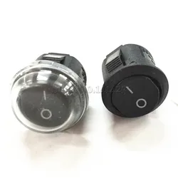 10Pcs Small Round Rocker Switch Black Mini Round Black 2 Pin ON-OFF 3A/250V 6A/125VAC With Transparent Waterproof Cap