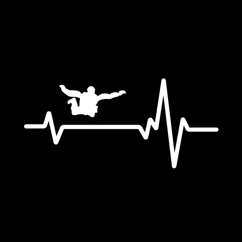 YJZT 15.9*7.4CM Heart Beat Line SKYDIVING SKYDIVE Decor Car Sticker  Silhouette Vinyl Graphic C12-0732