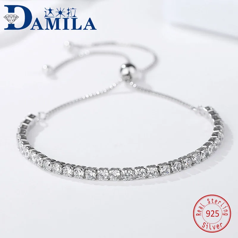 

High quality 100% 925 Sterling Silver bracelets Fashion silver 925 Jewelry cubic zirconia stone bracelets for women lady female