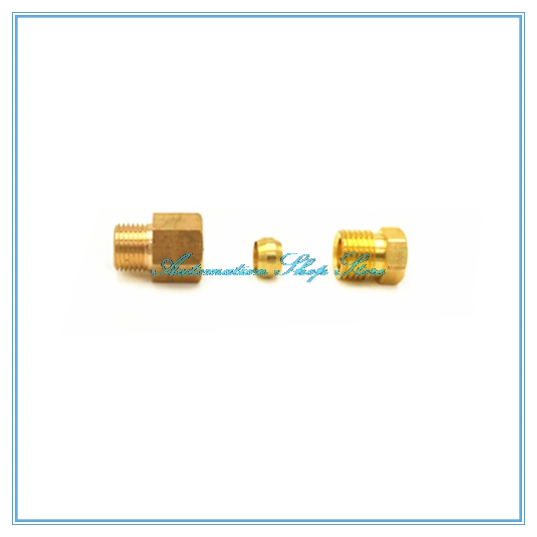 Compression Ferrule Tube Compression Fitting 4 6 8mm OD Tube Connector Machine tool lubrication Brass oil Pipe Fitting