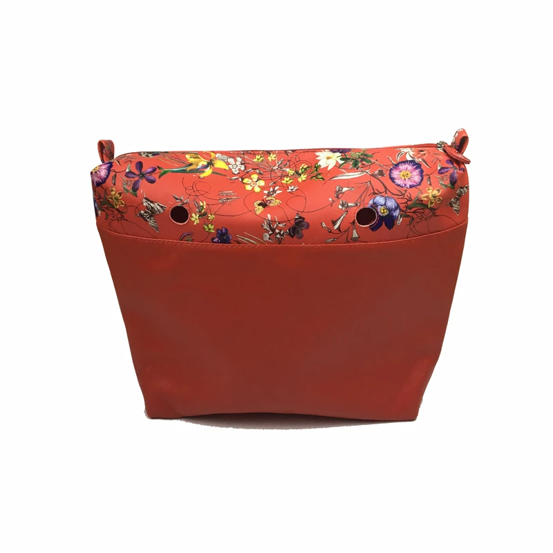 Colorful flower Classic Zipper Pocket Inner lining Interior for big size obag O&O bag Canvas lining Interior Insert organizera