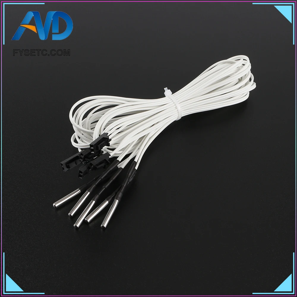 

5pcs HT-NTC100K Thermistor Temperature Sensor L 1M For 350 Degrees For Prusa i3 MK2S/MK3/MK3S Hotend Extruder 3D Printer Parts