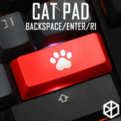 Novelty Shine Through Keycaps ABS Etched, Shine-Through cat pad  black red custom mechanical keyboard enter backspace r4 r1