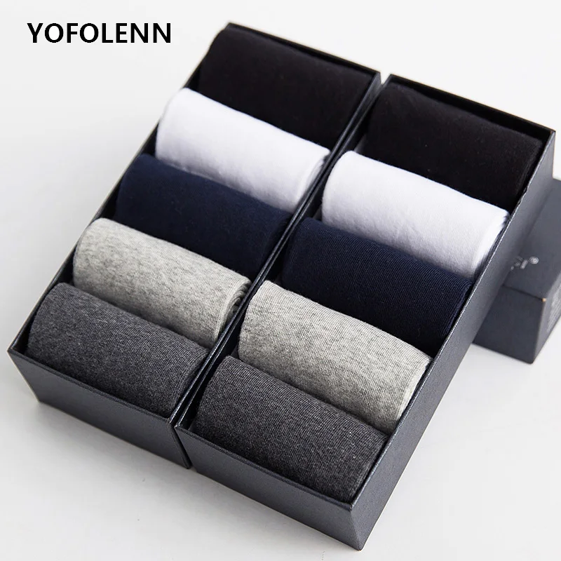 10 Pairs/Lot Men\'s Cotton Socks Plus Size Black Business Men Socks Breathable Spring Autumn for Male US size(7-11.5)