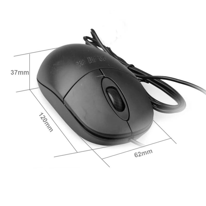 Black 3-Button Wired USB 1000 DPI Optical Scroll Mice Mouse for Notebook Laptop Desktop