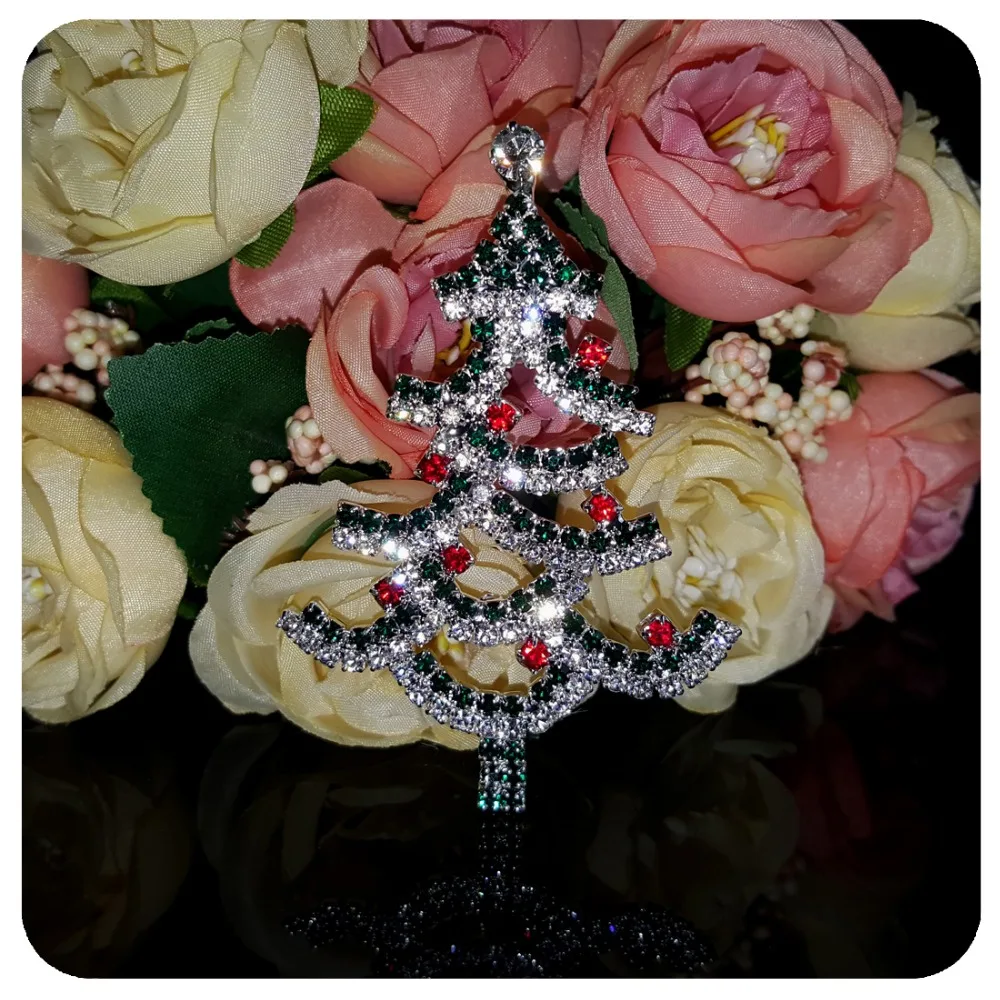 Christmas Theme Rhinestone Brooch 