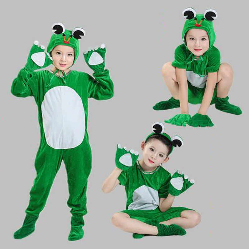 Unisex Children Stage Show Clothes Long / Short Sleeve Kids Carton Frog Cosplay Costumes Students Stage Play Performance Apparel