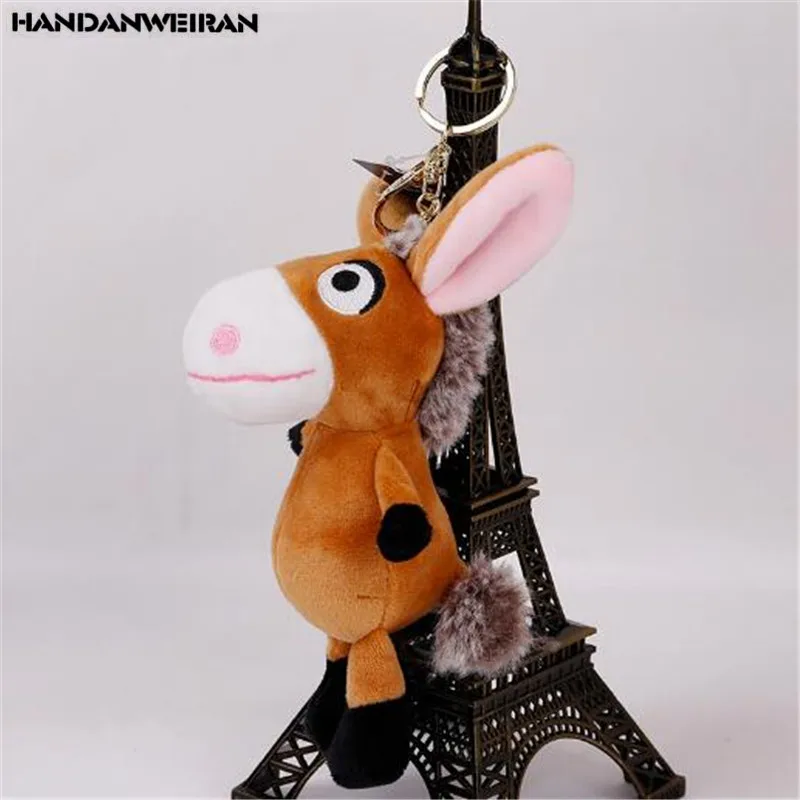 1 قطعة حمار ألعاب من نسيج مخملي الكرتون مفتاح الحيوانات الصغيرة قلادة اللعب حقيبة الفتيان والفتيات سيارة المفاتيح هدية 10 سنتيمتر HANDANWEIRAN