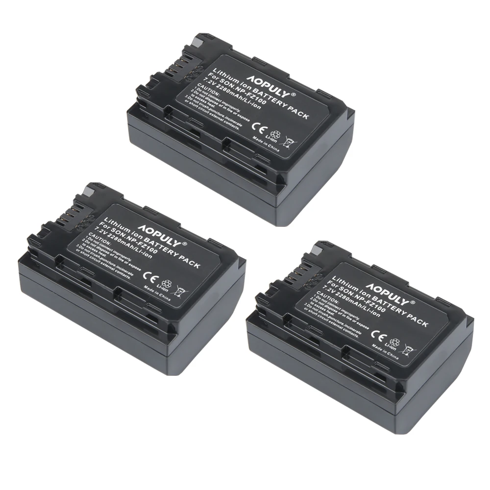 

3Pcs 2280mAh NP FZ100 NP-FZ100 Rechargeable Li-ion Battery for Sony ILCE-9, A7M3, A7R3, A9 7RM3 Sony Alpha 9S A9R 9R DSLR Camera