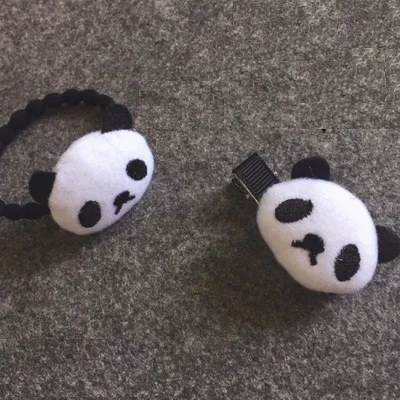 Boutique 20 pcs Fashion Leuke Gevulde Panda Haarspelden Effen Kawaii Dier Haar Clips Rubber Gom Touw Elastische Haarbanden Hoofddeksels