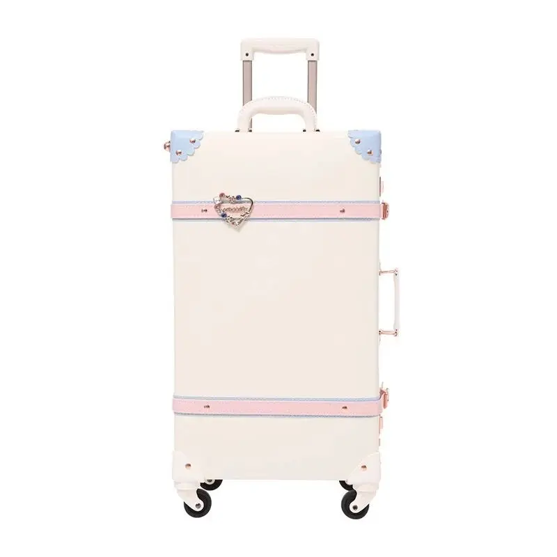 Imagem -04 - Malas Trolley vs Bolsa com Roda Bolsa de Viagem Retro Conjuntos de Bagagem de Rolamento Branco Rosa Azul 12 20 22 24 26 Hot Novo