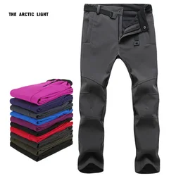 TRVLWEGO Camping Hiking Pants Winter Woman Men Outdoor Warm Soft Shell Waterproof Fleece Windproof Trekking Skiing Trousers