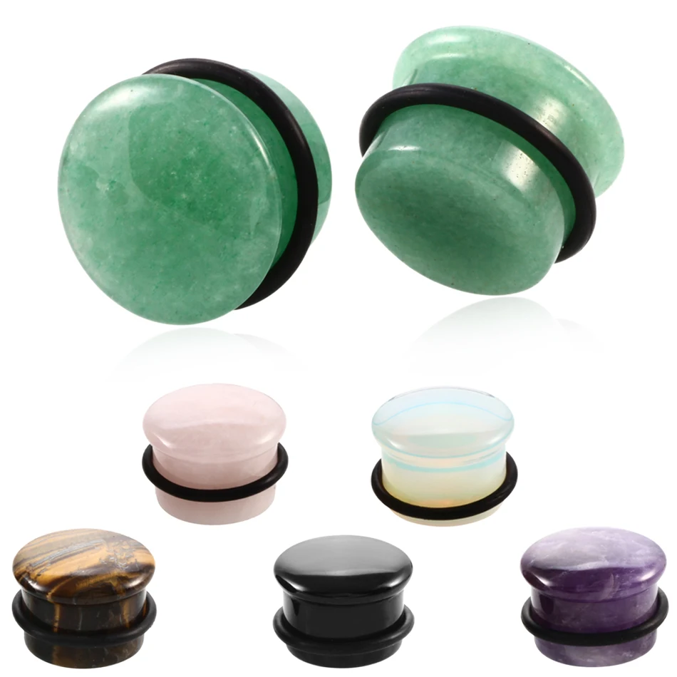 2pcs/lot Stone Ear Plugs Gauges Earrings Women Men Ear Flesh Tunnel Plug Piercing Expander Ear Stretcher Body Piercing Jewelry