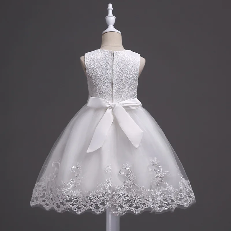 Girls Lace Flower Dress Pearls Children Wedding Party Dresses Kids Christmas Ball Gown Formal Baby Frocks Clothes Girl Carnival