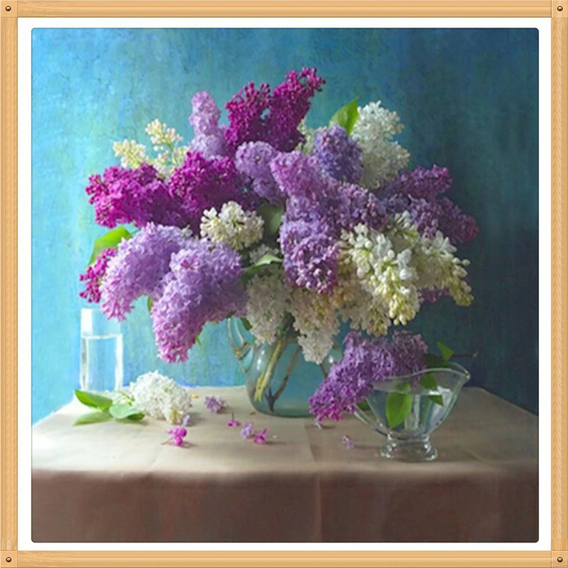 

3D Lilac Flowers DIY 70x70 Needlework Diamond Embroidery Painting Home Decor Diamond Mosaic Pattern Full Square Diamond Painting