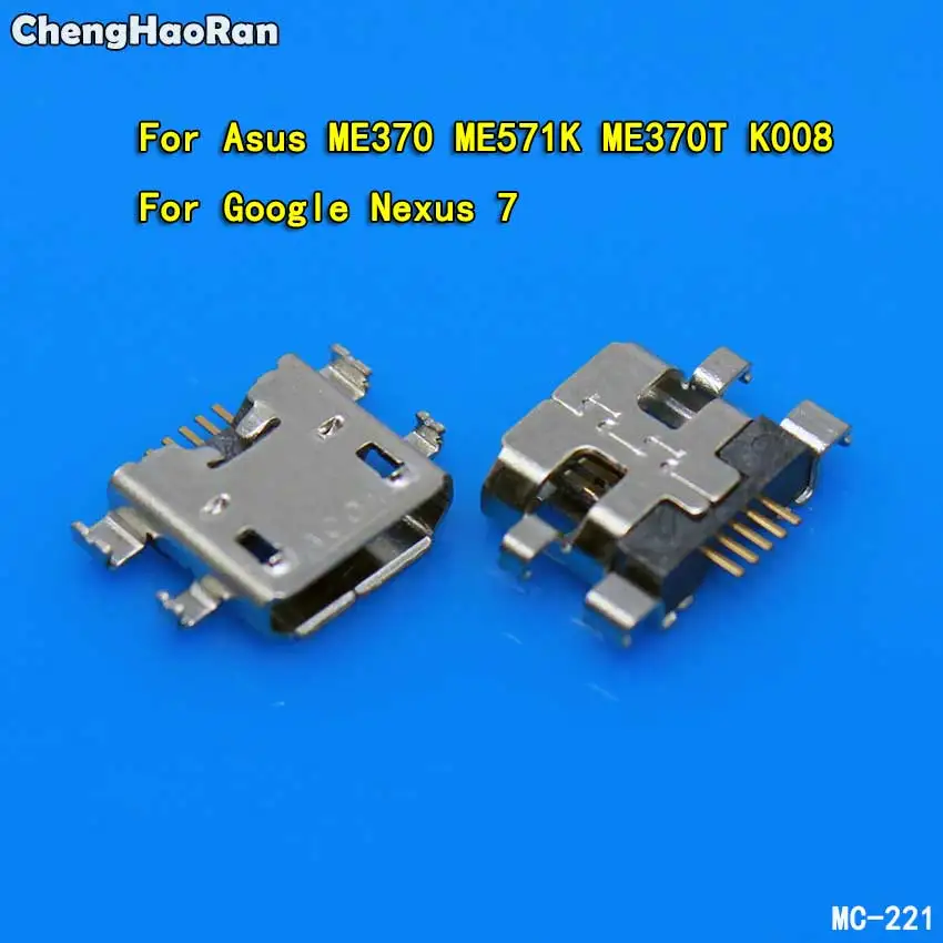 ChengHaoRan 2X Micro USB Jack Charging Port Dock Connector For Asus ME370 ME571K ME370T K008 USB Socket Plug for Google Nexus 7