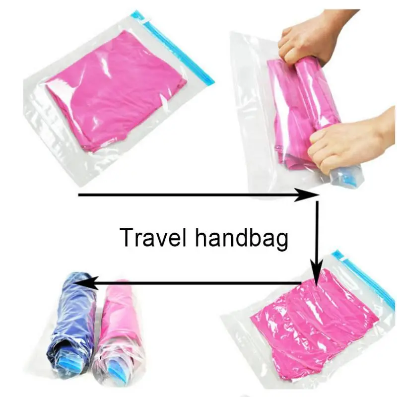 Vacuum bags Roll Up For Clothing Storage Travel Transparent Compressed Organizer Saving Space Seal Bags Organizer