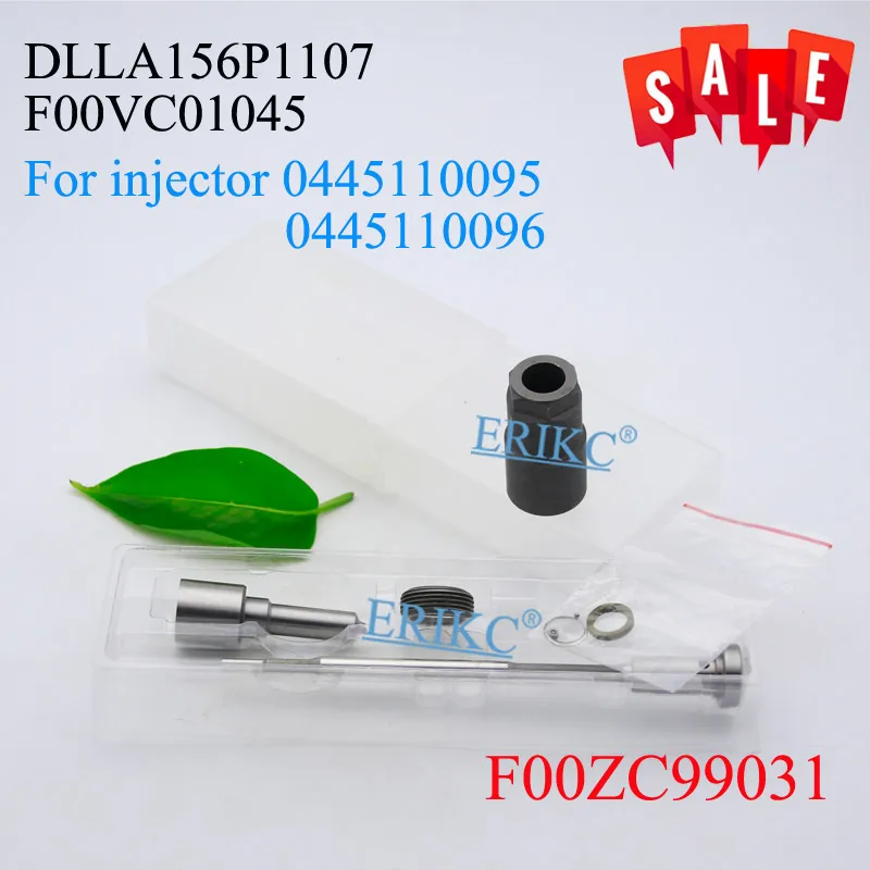 ERIKC 0445110095 Common Rail Diesel Injector Overhaul Repair Kits Nozzle DLLA156P1107 Valve F00VC01045 for MB 6130700587