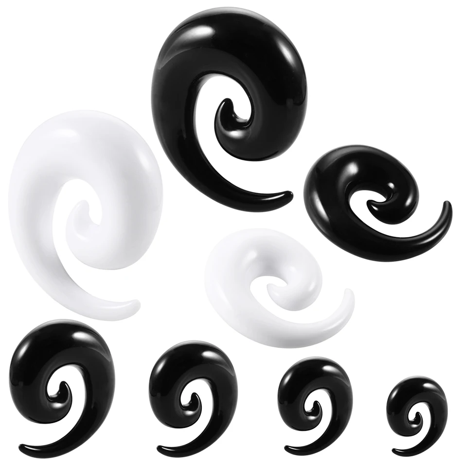 2pcs/lot Acrylic Spiral Ear Gauges Ear Taper Stretching Plugs and Tunnel Expanders Body Piercing Jewelry 1.6mm-20mm
