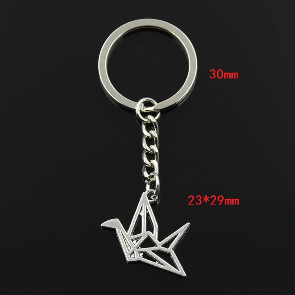 Fashion Origami Paper Cranes 23x29mm Pendant 30mm Key Ring Metal Chain Silver Color Men Car Gift Souvenirs Keychain Dropshipping