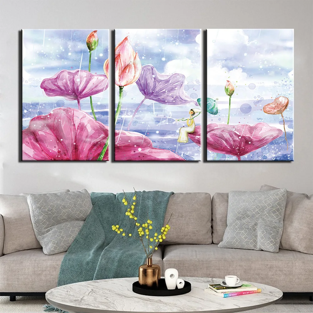 3 Pieces Chinese Painting Posters Modern Home Wall Decor Canvas Art HD Print Wall Pictures For Child Bedroom