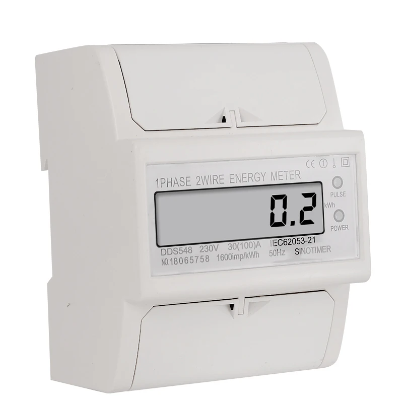 Wholesale Price load 30-100A 230VAC Single Phase 2 Wire Digital Wattmeter Electricity Cost Measuring Meter DIN Rail Mount