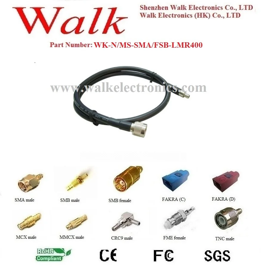 

N male SMA female LMR400 cable, N male antenna cable: N male straight to SMA female straight LMR400 cable