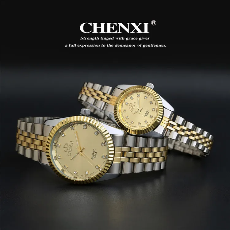 CHENghts-Montre habillée à quartz pour hommes et femmes, bracelet en acier, amoureux de la mode, meilleur couple, nouveau