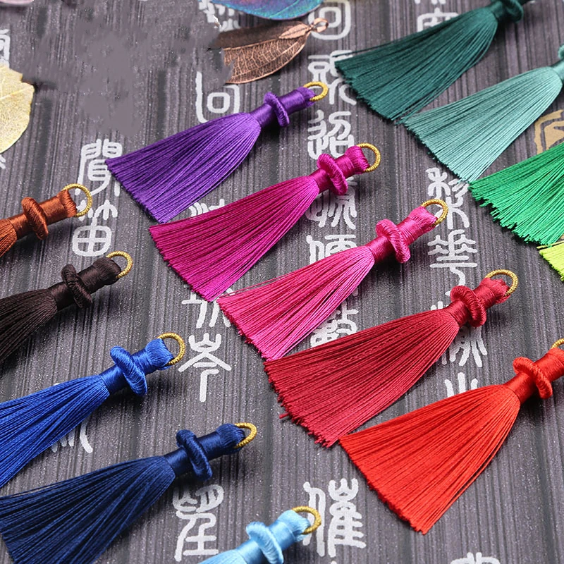 2PCS 8CM Hanging Ring Tassel Jewelry Curtain Garments Decorative Accessories DIY Key Cell Phone Bag Fringe Trim Tassels Pendant