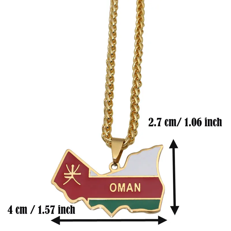 zkd OMAN map OMAN national flag stainless steel pendant necklace