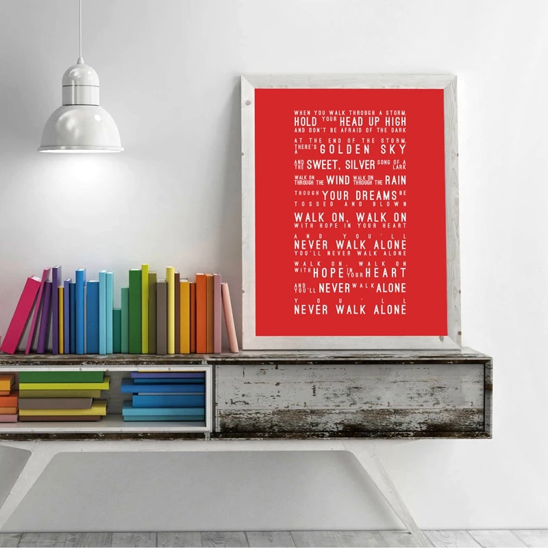 Anfield Stadium Liverpool Art Print Wall Art Picture Poster ,You\'ll Never Walk Alone Lyrics Art Canvas Painting Home Decor