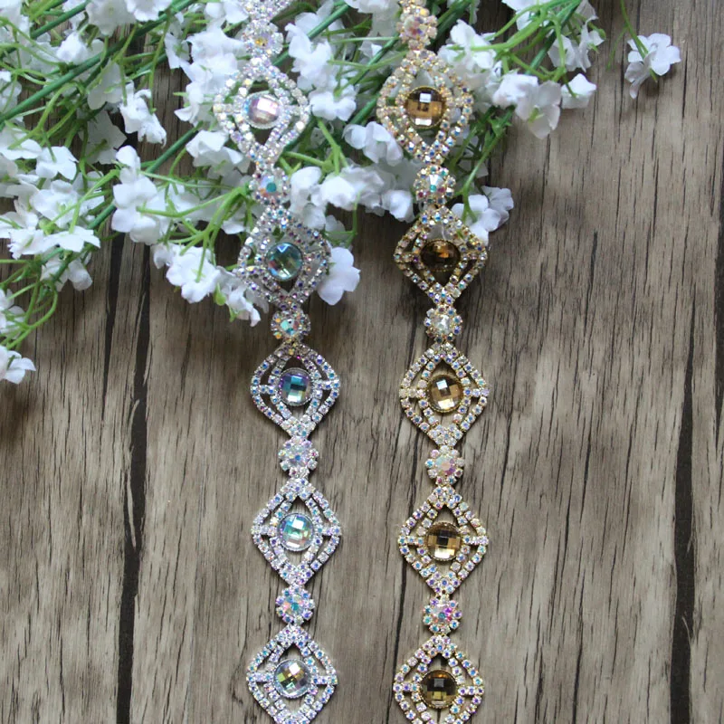 

Free Shipping 5 yards Rhinestone Bridal Trimming For Wedding Gown Bridal Sash Rhinestone Applique Rhinestone Chain RC12301