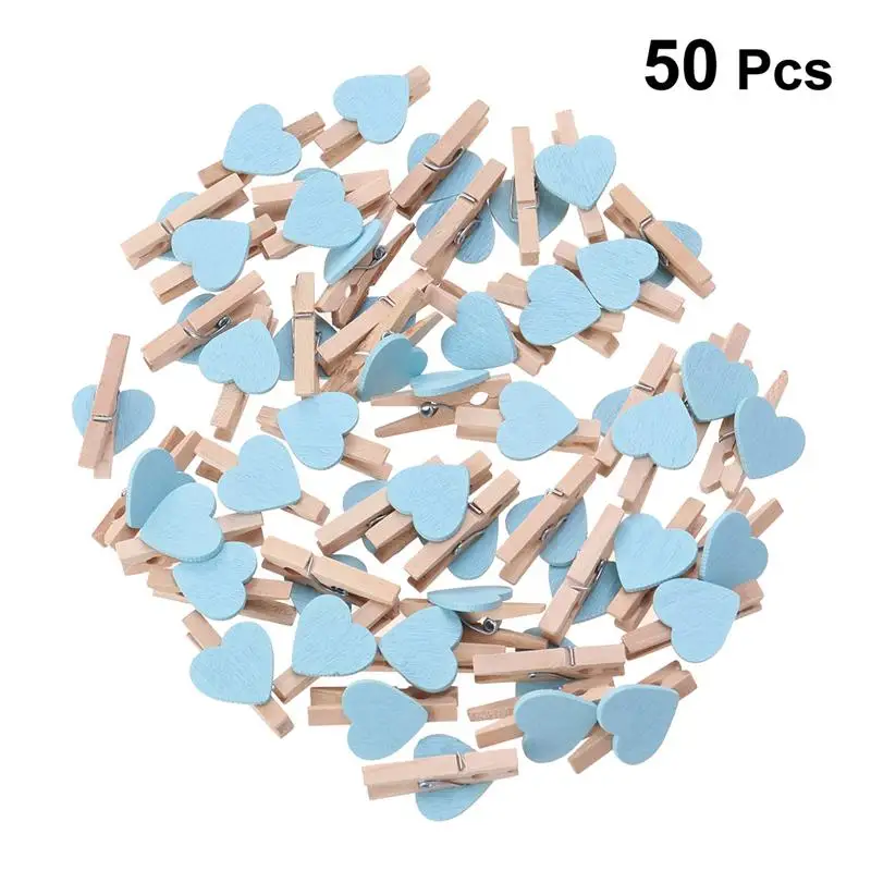 50pcs Love Wood Clips Beautiful Mini Fixation Clip for Mini Clip Clip Card Painting Clothespin Craft Decoration Pegs Memo Paper