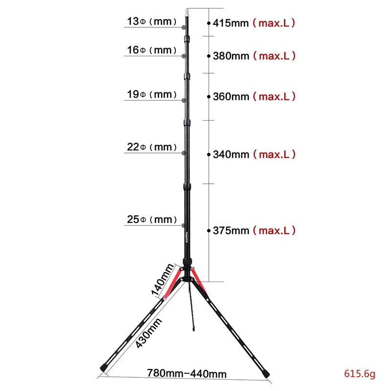 Fosoto FT-190B Red Led Light Tripod Stand Bag 2.2m Head Softbox For Photo Studio Photographic Lighting Flash Umbrella Reflector