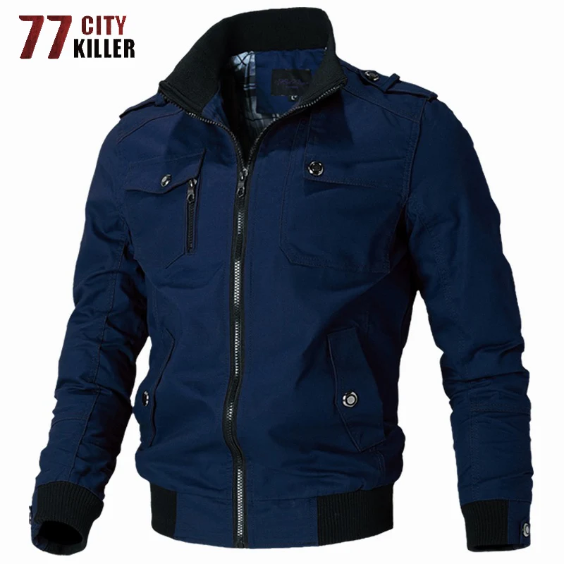 77City Killer New Casual Solid Jacket Men Spring Autumn Cotton Multi-pocket Bomber Jackets Male Slim Fit Coats Jaqueta Masculina