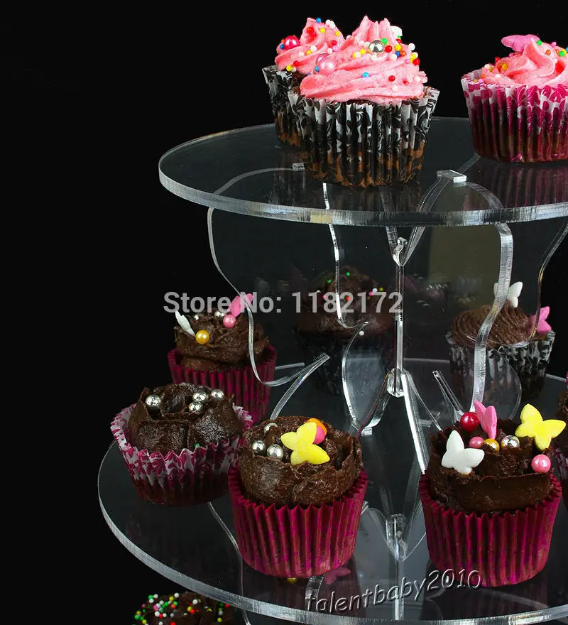 3 Tier Butterfly Bracket Round Acrylic Cupcake Stand Party / Wedding / Festival Supplies