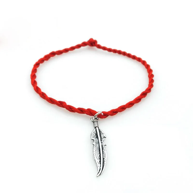 Hot Sale 2023 1PC Fashion Red Thread String Bracelet Lucky Red Handmade Rope Feather Bracelet for Women Men Jewelry Lover Couple