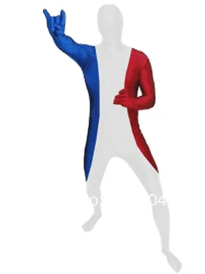 Vlag Van Frankrijk Fullbody Spandex Zentai Pak