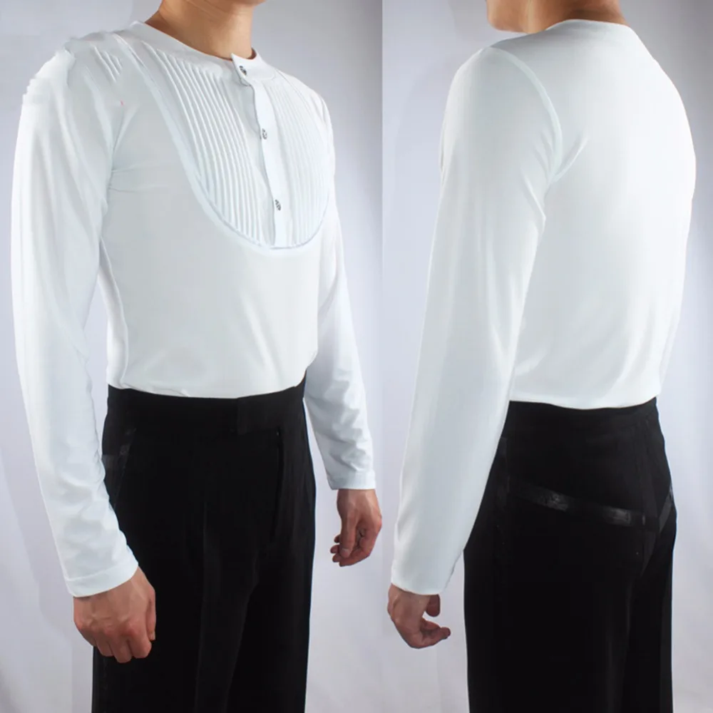 New Arrival Latin Dance Shirts For Males White/Black Tops Man Males Comfortable Wears Adult Presentation Ballroom Garment Q7042