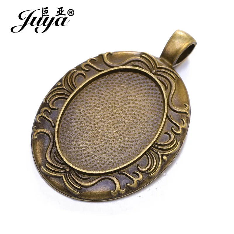 5 teile/los 22x30mm Oval Anhänger Blank Einstellungen Cabochons Basen Lünette Trays Fit 22x30mm Cabochon cameo DIY Halskette Schmuck Machen – Detail 4